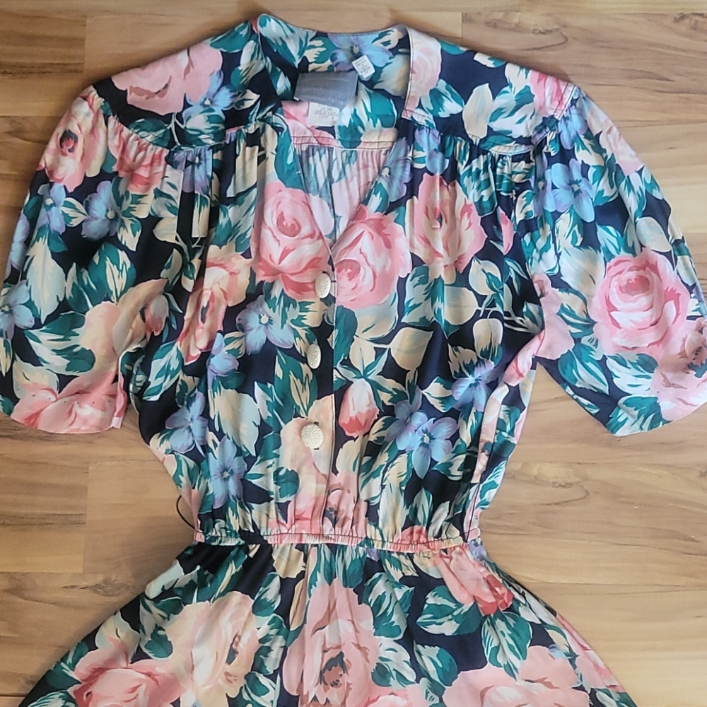 Vintage 90s Carol Anderson Floral Day Dress S View 3